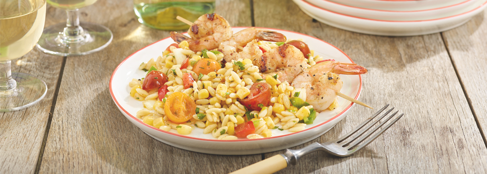 Shrimp with Orzo and Corn Salsa